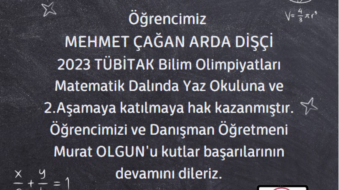 Mehmet Çağan Arda DİŞÇİ Tübitak Matematik Olimpiyatları 2.Aşamada
